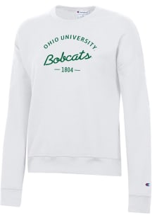 Champion Ohio Bobcats Womens White Est Date Powerblend Crew Sweatshirt