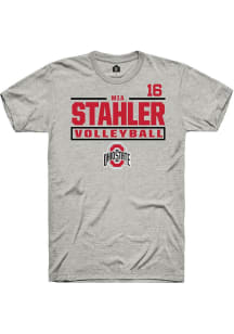 Mia Stahler Ohio State Buckeyes Ash NIL Stacked Box Short Sleeve Player T Shirt