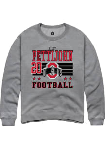 Riley Pettijohn  Rally Ohio State Buckeyes Mens Grey Football NIL Striped Long Sleeve Crew Sweatsh..