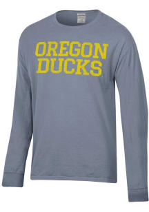 ComfortWash Oregon Ducks Grey Stacked Garment Dyed Long Sleeve T Shirt