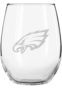 Philadelphia Eagles 15oz Etched Stemless Wine Glass - White