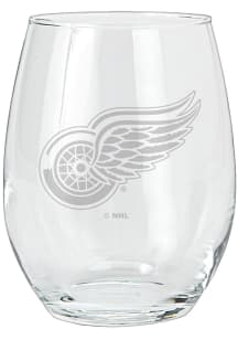 Detroit Red Wings 15oz Etched Stemless Wine Glass - Red