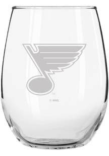 St Louis Blues 15oz Etched Stemless Wine Glass - Blue
