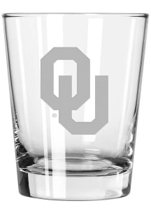 Oklahoma Sooners 15oz Etched Rock Glass - White