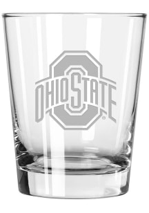 Ohio State Buckeyes 15oz Etched Rock Glass - White
