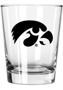 Iowa Hawkeyes 15oz Full Color Logo Rock Glass - Black