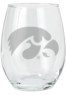 Iowa Hawkeyes 15oz Etched Stemless Wine Glass - White