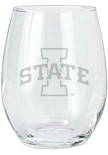 Iowa State Cyclones 15oz Etched Stemless Wine Glass - White