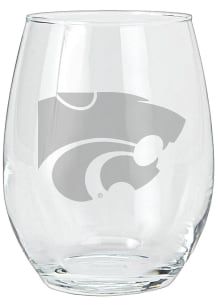 K-State Wildcats 15oz Etched Stemless Wine Glass - White