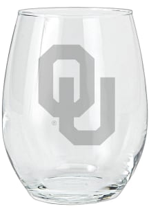 Oklahoma Sooners 15oz Etched Stemless Wine Glass - White