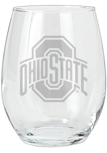 Ohio State Buckeyes 15oz Etched Stemless Wine Glass - White