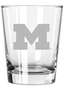 Michigan Wolverines etched Rock Glass - White