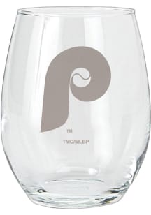 Philadelphia Phillies 15oz Cooperstown Etched P Logo Stemless Wine Glass - White
