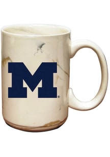 Michigan Wolverines Marble Ceramic Mug - White