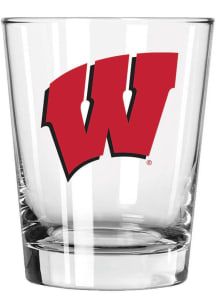 Wisconsin Badgers 15oz Double Old Fashioned Rock Glass - White