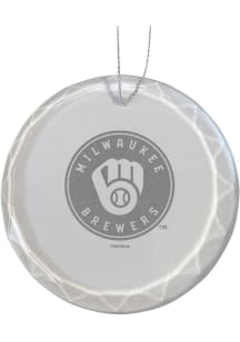 Milwaukee Brewers Glass Ornament - White