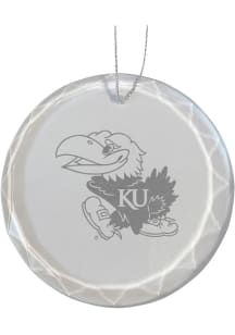 Kansas Jayhawks Glass Ornament - White