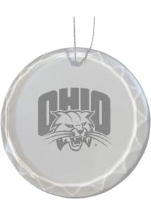 Ohio Bobcats Glass Ornament - White