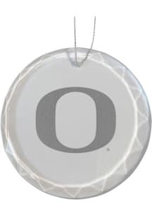 Oregon Ducks Glass Ornament - White