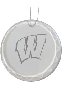 Wisconsin Badgers Glass Ornament - White