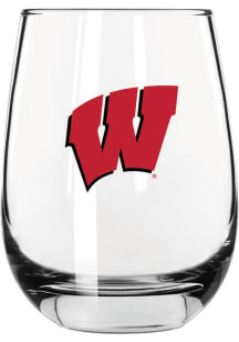 Wisconsin Badgers 16oz Stemless Wine Glass - White
