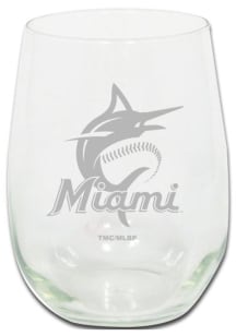 Miami Marlins 15oz Etched Stemless Wine Glass - White