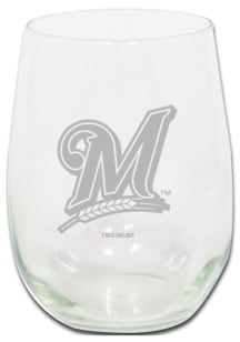 Milwaukee Brewers 15oz Etched Stemless Wine Glass - White