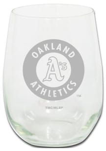 Oakland Athletics 15oz Etched Stemless Wine Glass - White