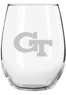 GA Tech Yellow Jackets 15oz Etched Stemless Wine Glass - White