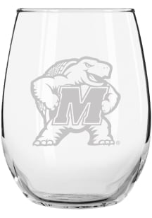 Maryland Terrapins 15oz Etched Stemless Wine Glass - White