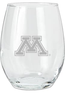 Minnesota Golden Gophers 15oz Etched Stemless Wine Glass - White