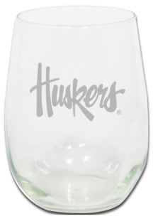 Nebraska Cornhuskers 15oz Etched Stemless Wine Glass - White