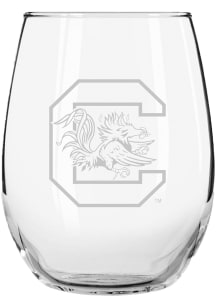 South Carolina Gamecocks 15oz Etched Stemless Wine Glass - White