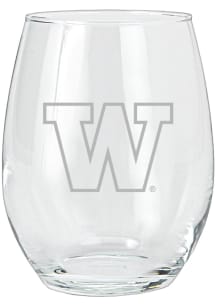 Washington Huskies 15oz Etched Stemless Wine Glass - White