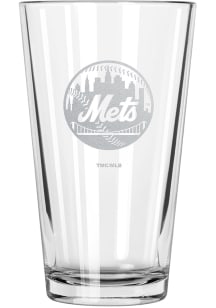 New York Mets 17oz Etched Pint Glass - White