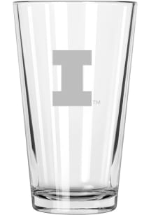 Illinois Fighting Illini 17oz Etched Pint Glass - White