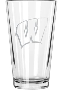 Wisconsin Badgers 17oz Etched Pint Glass - White