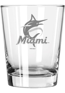 Miami Marlins 15oz Etched Double Old Fashioned Rock Glass - White