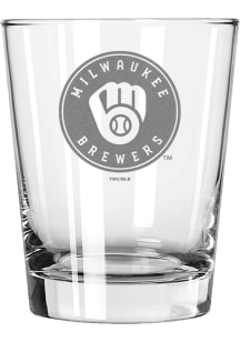 Milwaukee Brewers 15oz Etched Double Old Fashioned Rock Glass - White