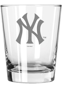 New York Yankees 15oz Etched Double Old Fashioned Rock Glass - White