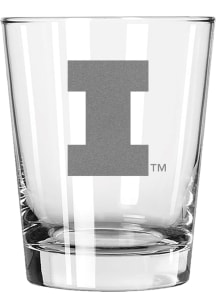 Illinois Fighting Illini 15oz Etched Double Old Fashioned Rock Glass - White