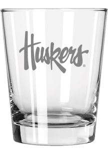 Nebraska Cornhuskers 15oz Etched Double Old Fashioned Rock Glass - White
