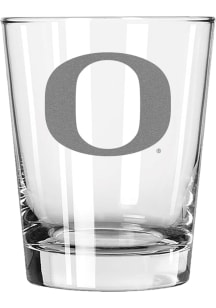 Oregon Ducks 15oz Etched Double Old Fashioned Rock Glass - White