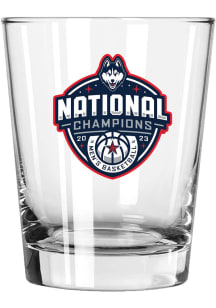 UConn Huskies 2023 Basketball National Champions Printed Rock Glass - White