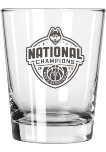 UConn Huskies 2023 Basketball National Champions Etched Rock Glass - White