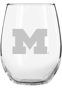 Michigan Wolverines 15 oz. Etched Stemless Wine Glass - White
