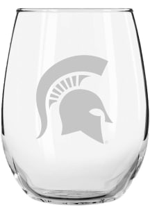 Michigan State Spartans 15 oz. Etched Stemless Wine Glass - White