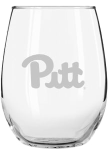 Pitt Panthers 15 oz. Etched Stemless Wine Glass - White