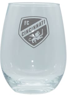 FC Cincinnati 15 oz. Etched Stemless Wine Glass - White