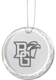 Bowling Green Falcons Etched Glass Ornament - White